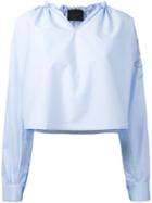 Eggs - Cropped V-neck Top - Women - Cotton/polyamide/spandex/elastane - 46, Blue, Cotton/polyamide/spandex/elastane