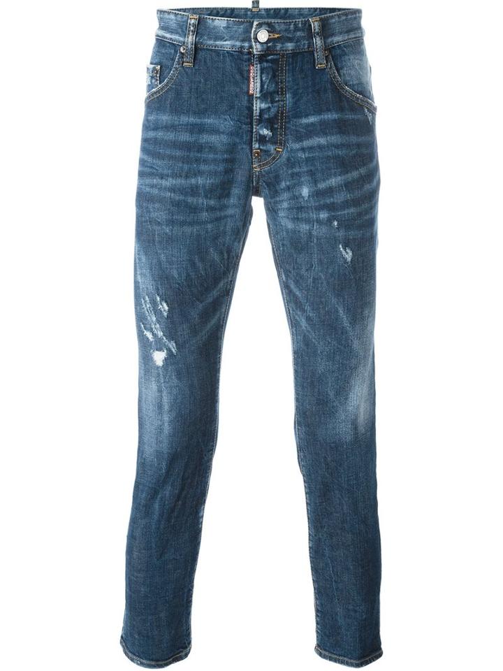 Dsquared2 'skater' Jeans, Men's, Size: 50, Blue, Cotton/spandex/elastane/calf Leather