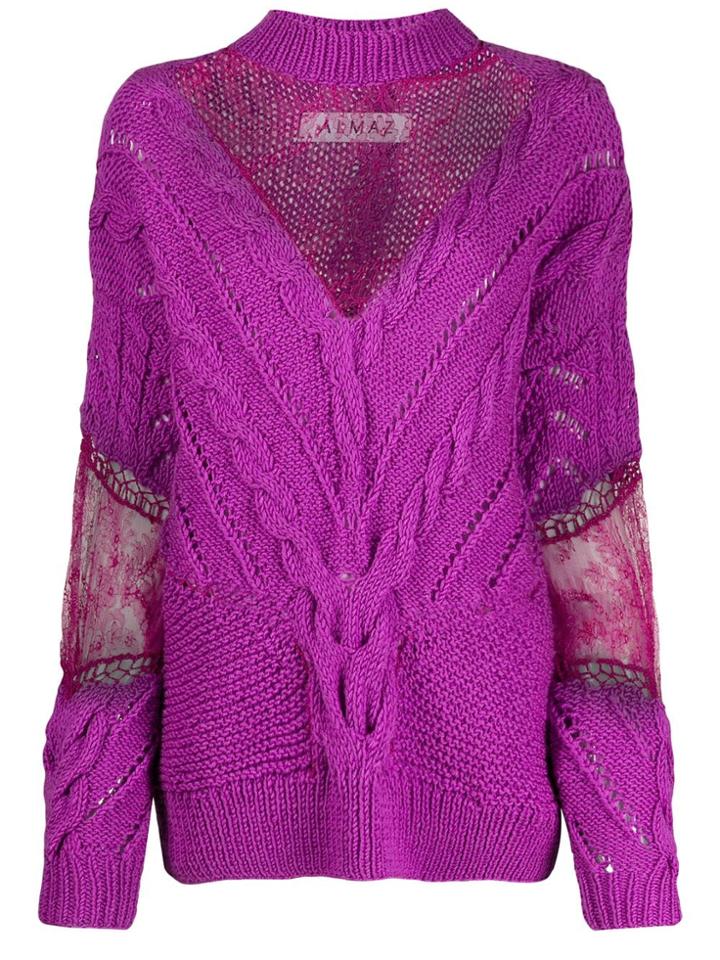 Almaz Floral Lace Detail Jumper - Purple
