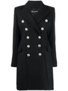 Balmain Double-breasted Wool Coat - Black