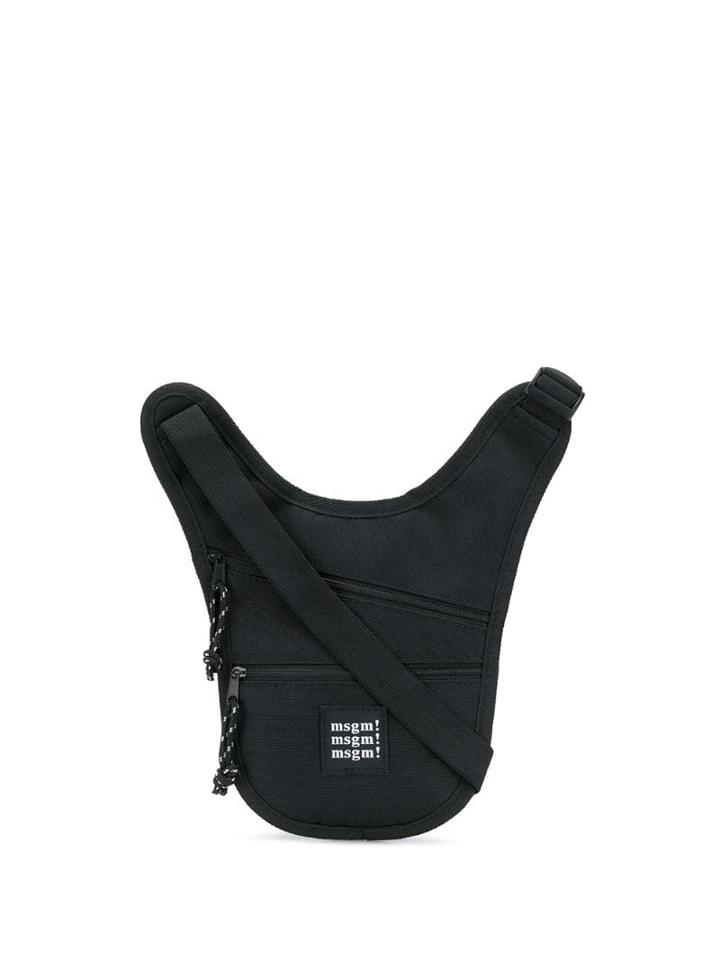 Msgm Logo Patch Shoulder Bag - Black