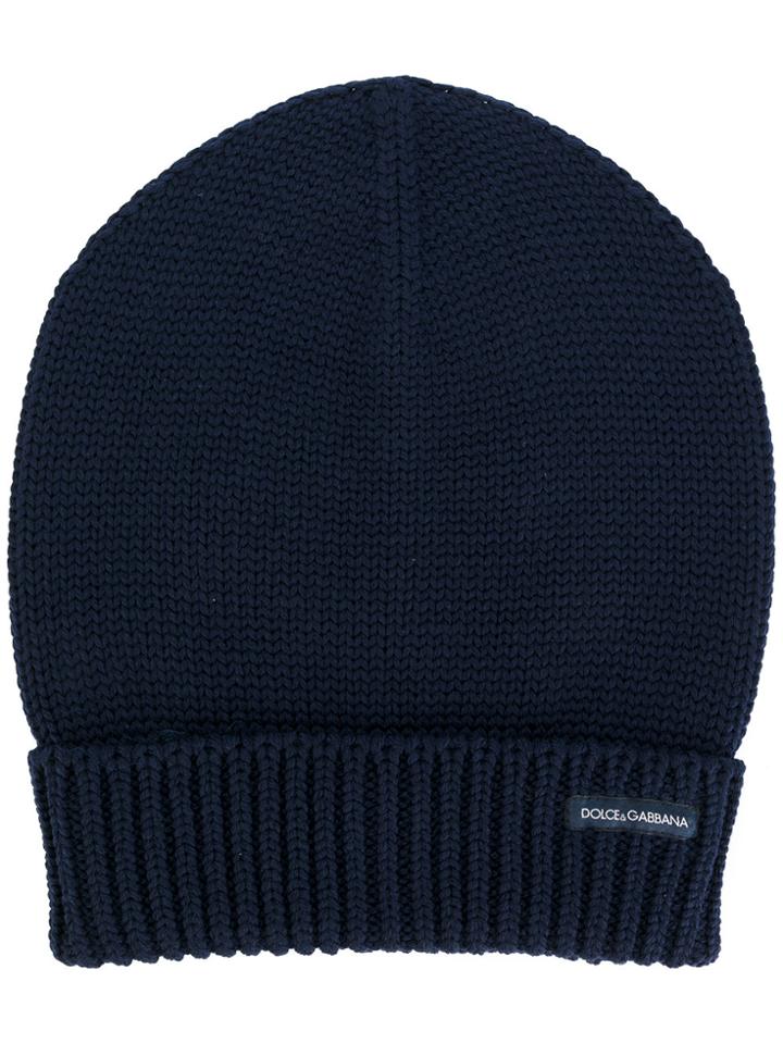 Dolce & Gabbana Turn-up Ribbed Hem Beanie - Blue