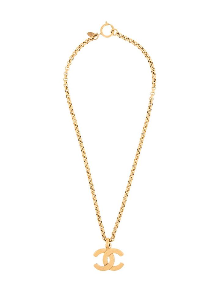 Chanel Vintage Matte Cc Necklace - Metallic