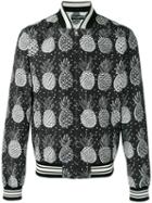 Dolce & Gabbana Pineapple Print Bomber Jacket, Men's, Size: 48, White, Polyester