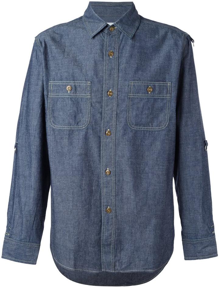 Ganryu Comme Des Garcons Front Pocket Denim Shirt, Men's, Size: Small, Blue, Cotton