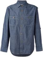 Ganryu Comme Des Garcons Front Pocket Denim Shirt, Men's, Size: Small, Blue, Cotton