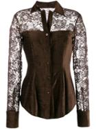 Romeo Gigli Pre-owned 1990's Lace Panels Slim Shirt - Brown