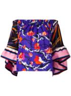 Emilio Pucci Off Shoulder Floral Blouse, Women's, Size: 42, Silk