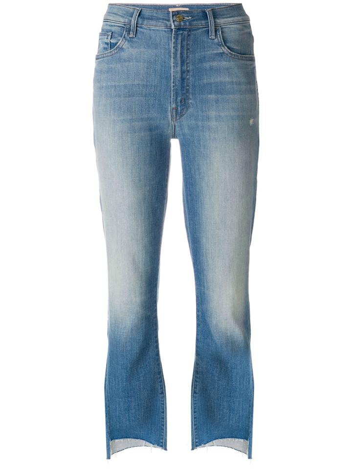 Mother Insider Crop Step Fray Jeans - Blue