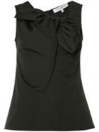 Carolina Herrera - Sleeveless Bow Neck Blouse - Women - Cotton/spandex/elastane - 4, Black, Cotton/spandex/elastane