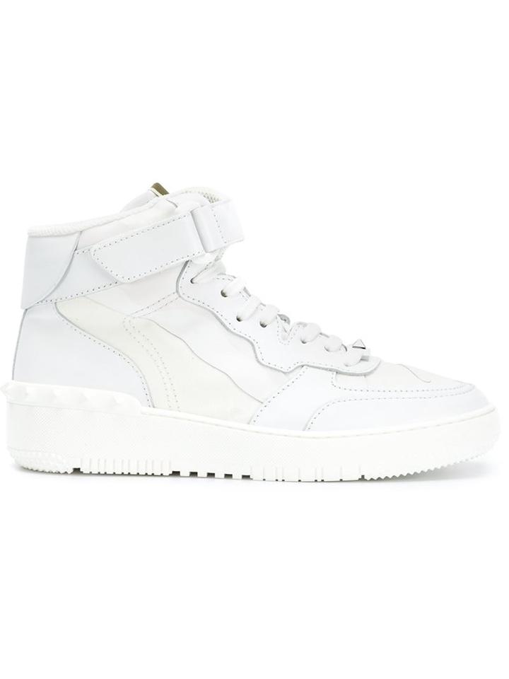 Valentino Garavani Rock Be Camouflage Hi-top Sneakers, Men's, Size: 41, White, Leather/other Fibres/rubber
