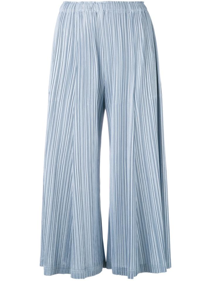 Pleats Please By Issey Miyake - Pleated Wide-leg Trousers - Women - Polyester - S, Blue, Polyester