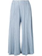 Pleats Please By Issey Miyake - Pleated Wide-leg Trousers - Women - Polyester - S, Blue, Polyester