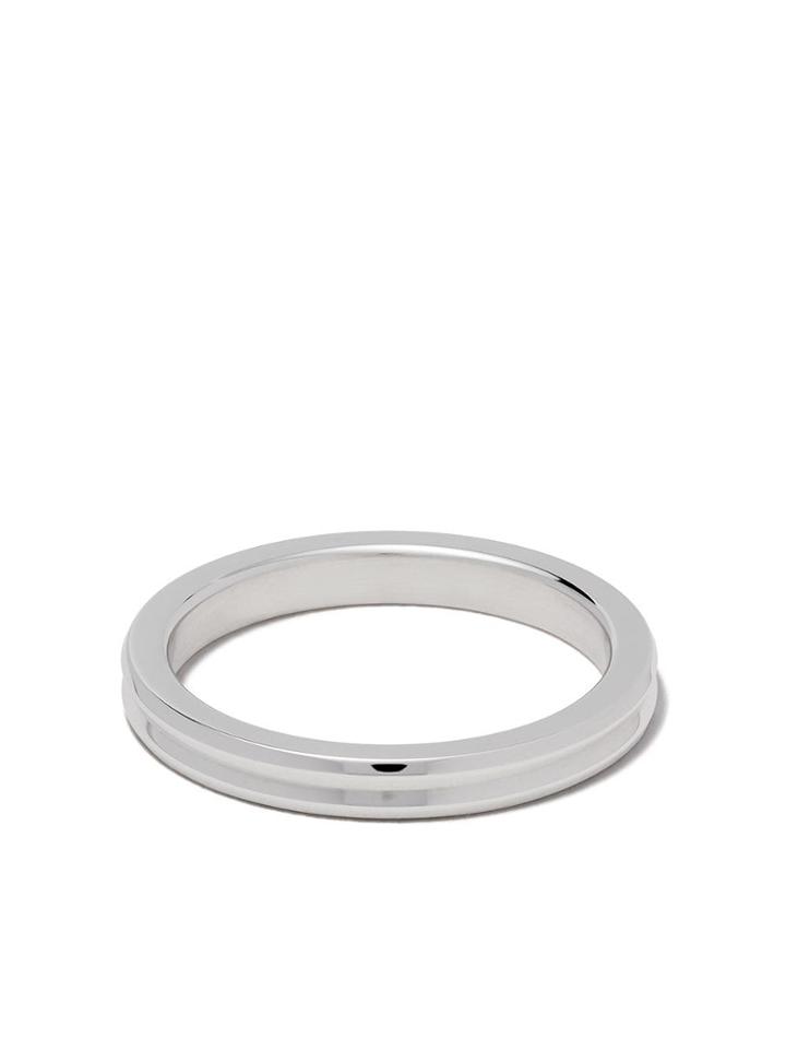 Le Gramme 18kt White Gold Horizontal Guilloche Ring