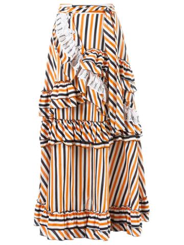 Isabela Capeto Stripe Ruffled Skirt