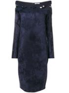 D.exterior Off Shoulder Fitted Dress - Blue