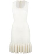 Azzedine Alaia Ruffled Hem Dress, Women's, Size: 36, White, Viscose/wool/nylon/spandex/elastane