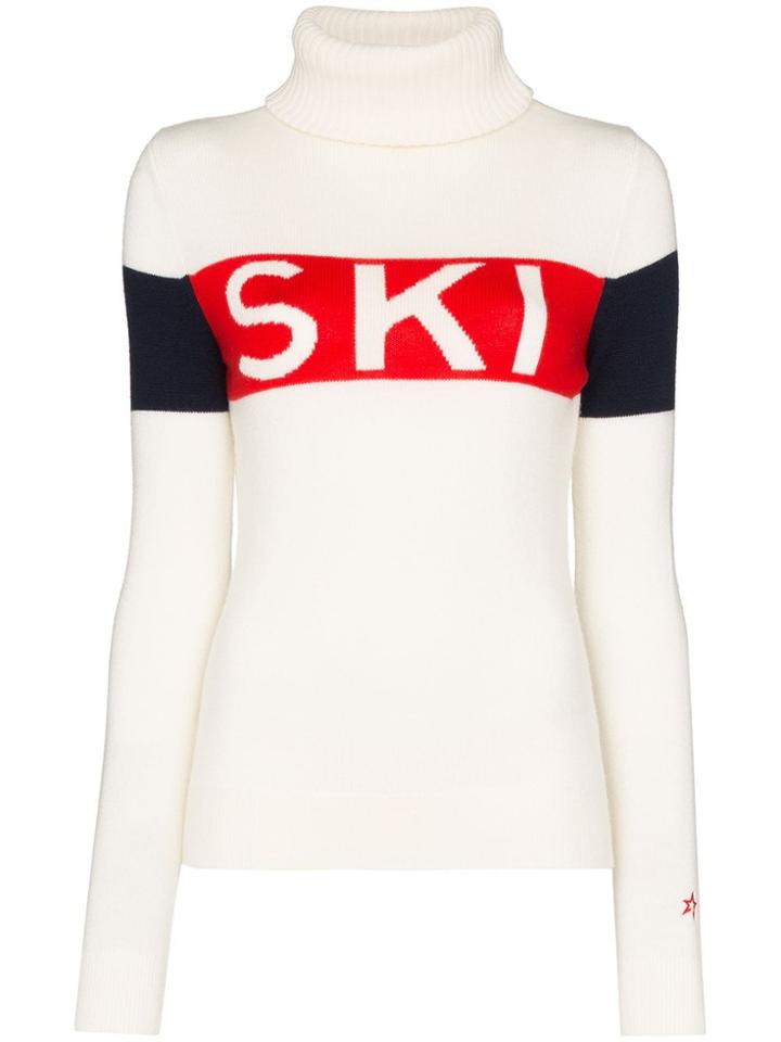 Perfect Moment Ski Stripe Turtleneck - White