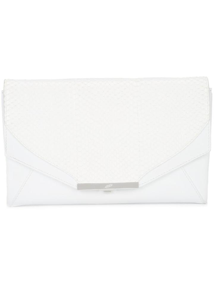 Khirma Eliazov Contrast Panel Clutch Bag, Women's, White, Watersnake Skin/leather/suede