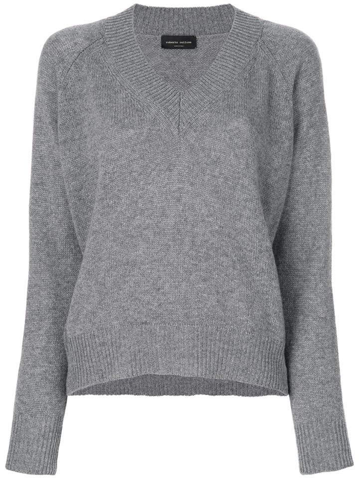 Roberto Collina V-neck Jumper - Grey