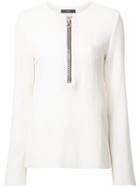 Ellery Back Slit Zipped Top, Women's, Size: 12, White, Polyamide/viscose