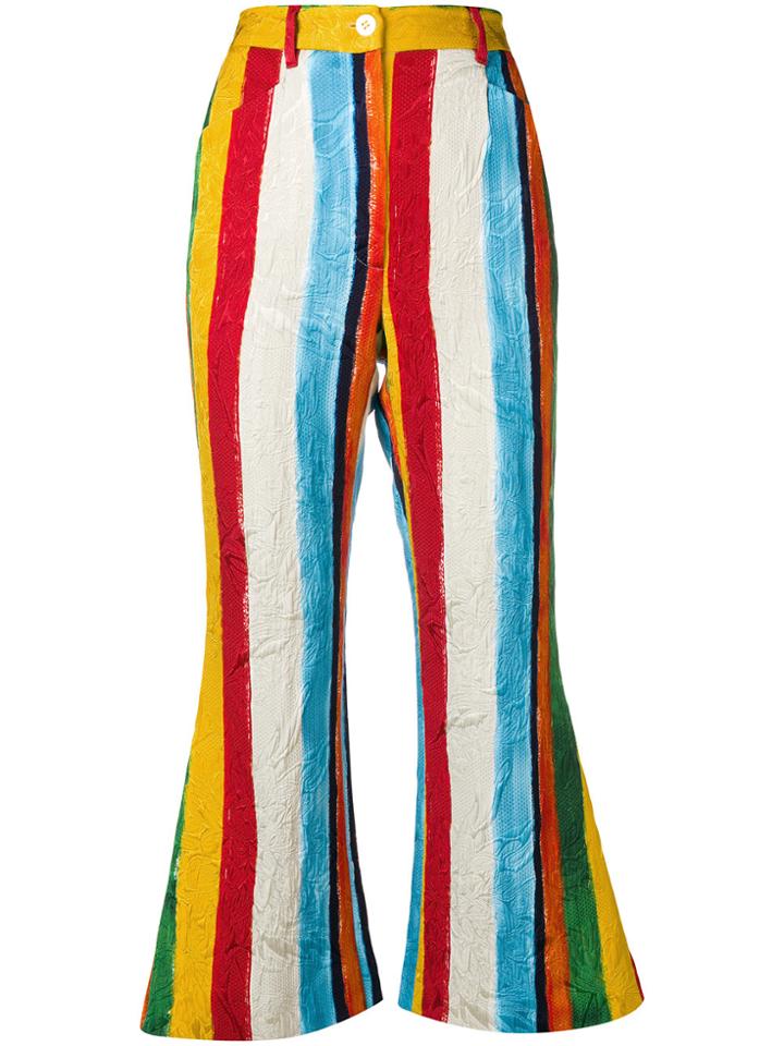 Dolce & Gabbana Striped Cropped Trousers - Yellow & Orange