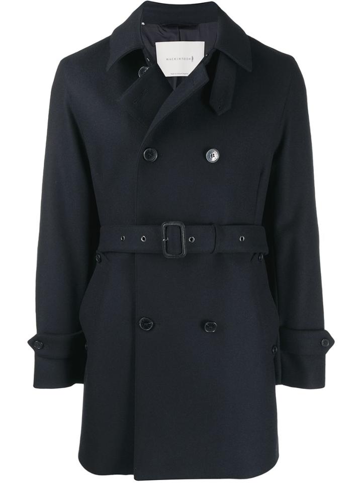 Mackintosh Fetlar Navy Wool Short Trench Coat Gm-1014f - Blue