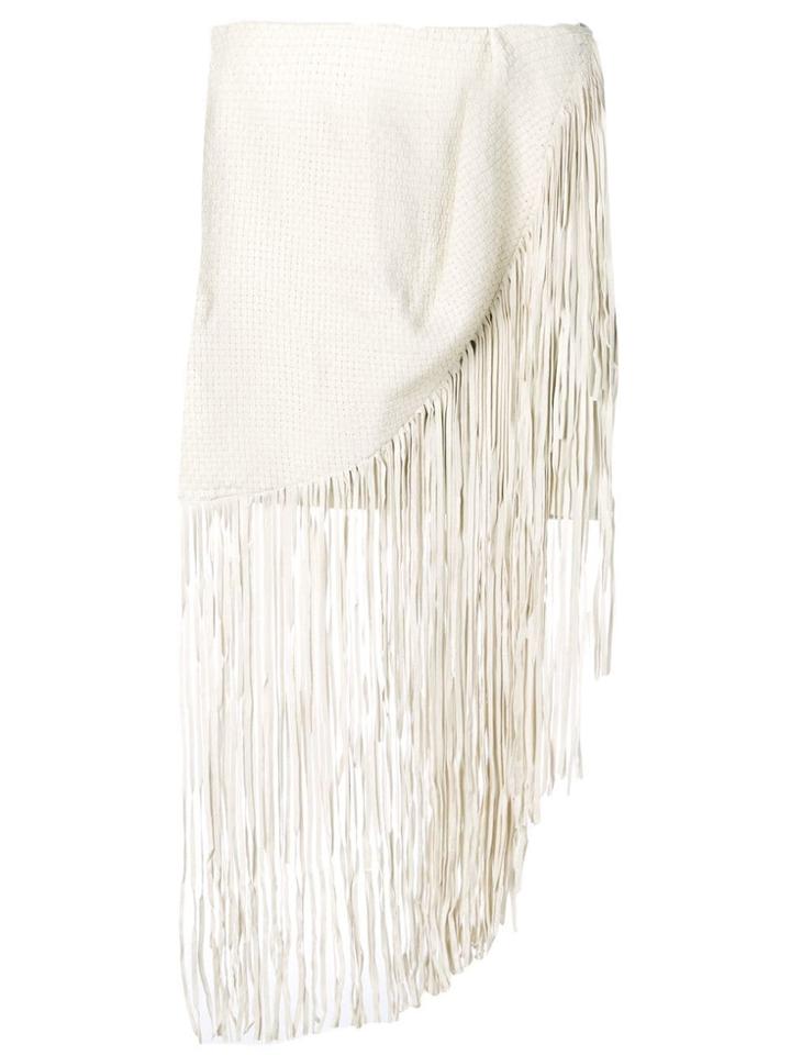 Magda Butrym Fringed Mini Skirt - White