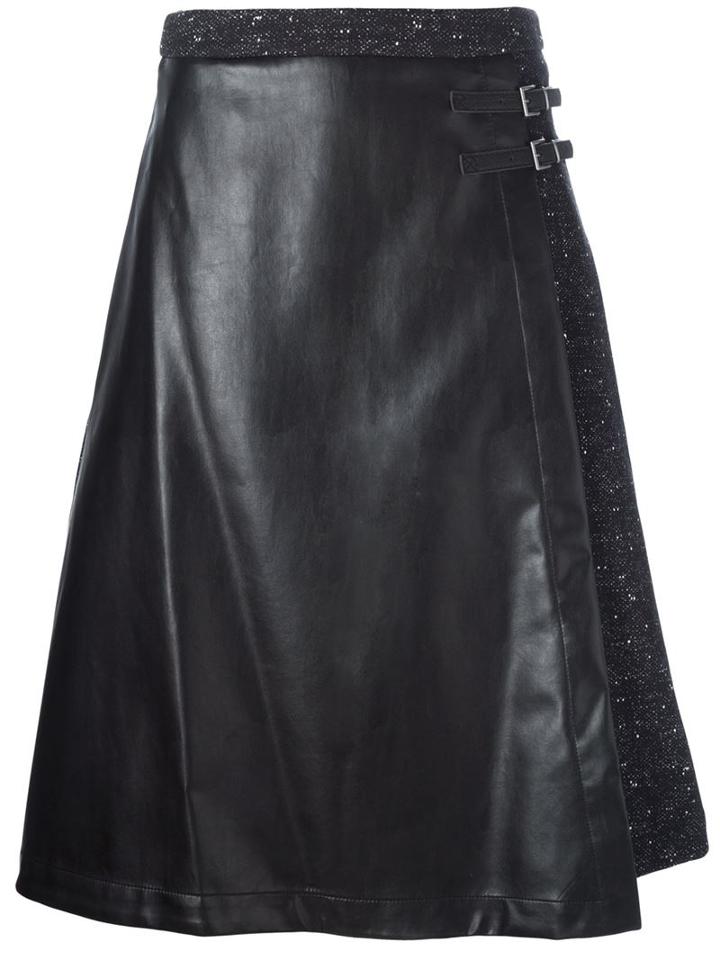 I'm Isola Marras Artificial Leather Panel Midi Skirt