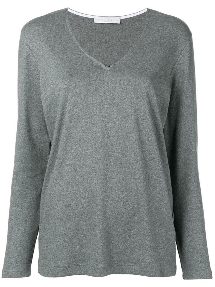 Fabiana Filippi V Neck Top - Grey