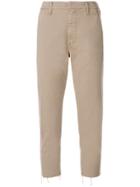 Mother Side-stripe Cropped Trousers - Nude & Neutrals
