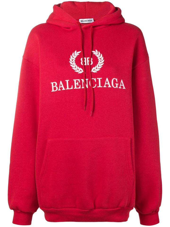 Balenciaga Bb Logo Hoodie - Red