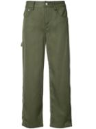 Opening Ceremony - Cropped Straight Trousers - Women - Lyocell - 2, Green, Lyocell