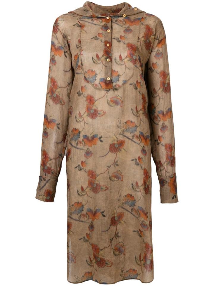 Uma Wang Floral Print Dress - Neutrals