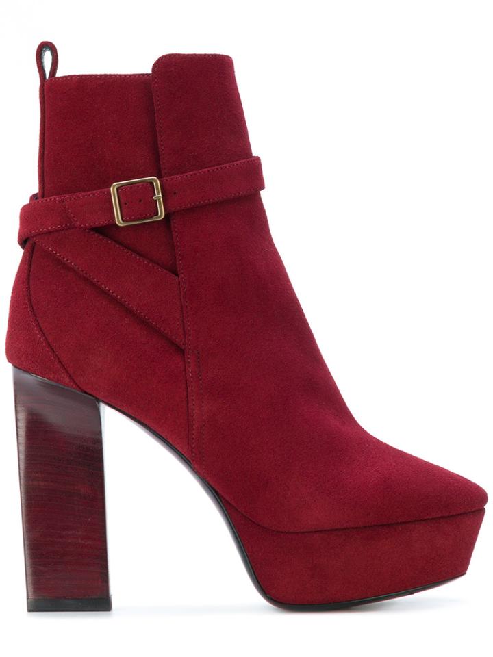 Saint Laurent Platform Ankle Boots - Red