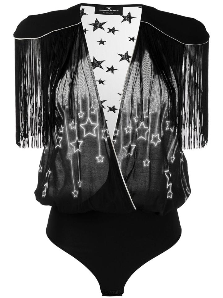 Elisabetta Franchi Fringed Sleeve Body - Black