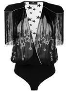 Elisabetta Franchi Fringed Sleeve Body - Black