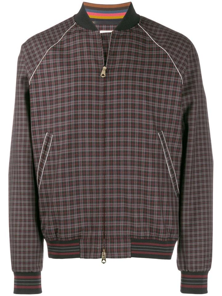 Paul Smith Checkered Bomber Jacket - Black