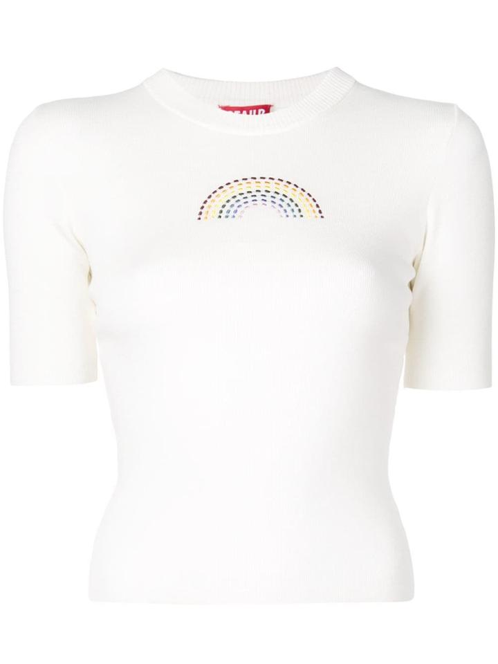 Staud Beaded Rainbow Ribbed Top - White