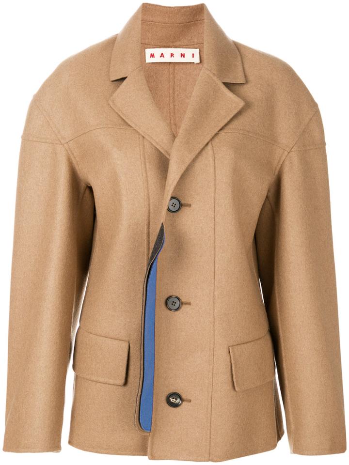 Marni Single Breasted Coat - Brown