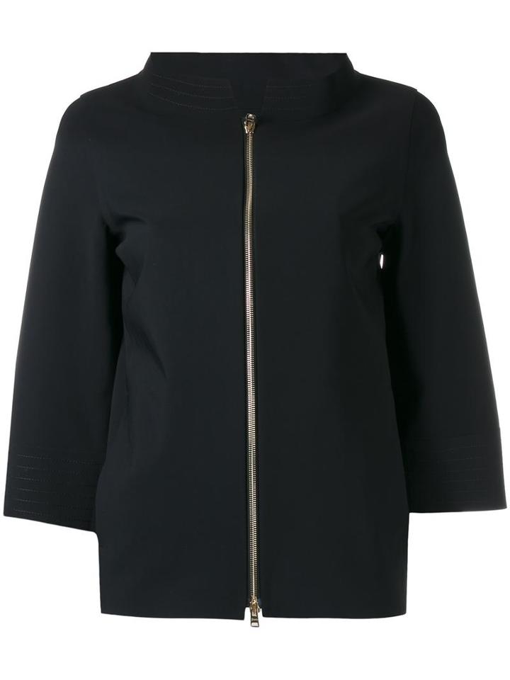 Herno Three-quarters Sleeve Zipped Jacket, Women's, Size: 42, Black, Polyamide/spandex/elastane