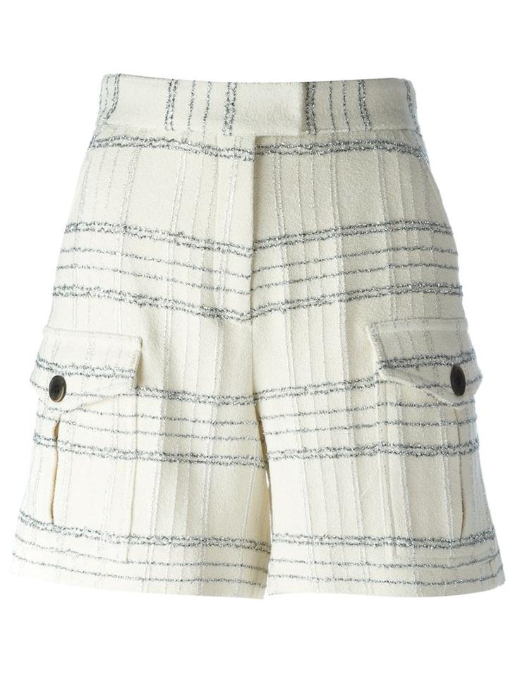 Msgm Checked Shorts, Women's, Size: 38, White, Cotton/modal/polyamide/polyester