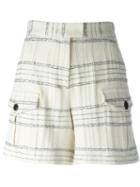 Msgm Checked Shorts, Women's, Size: 38, White, Cotton/modal/polyamide/polyester