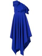 Greta Constantine One-shoulder Asymmetric Midi Dress - Blue