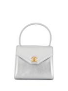 Chanel Pre-owned Mini Cc Turn-lock Tote - Silver