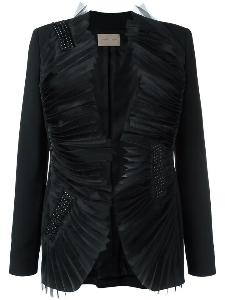 Christopher Kane Organza Lapel Jacket, Women's, Size: 44, Black, Viscose/acetate/spandex/elastane/aluminium