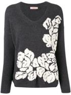 Twin-set Floral Knitted Sweater - Grey