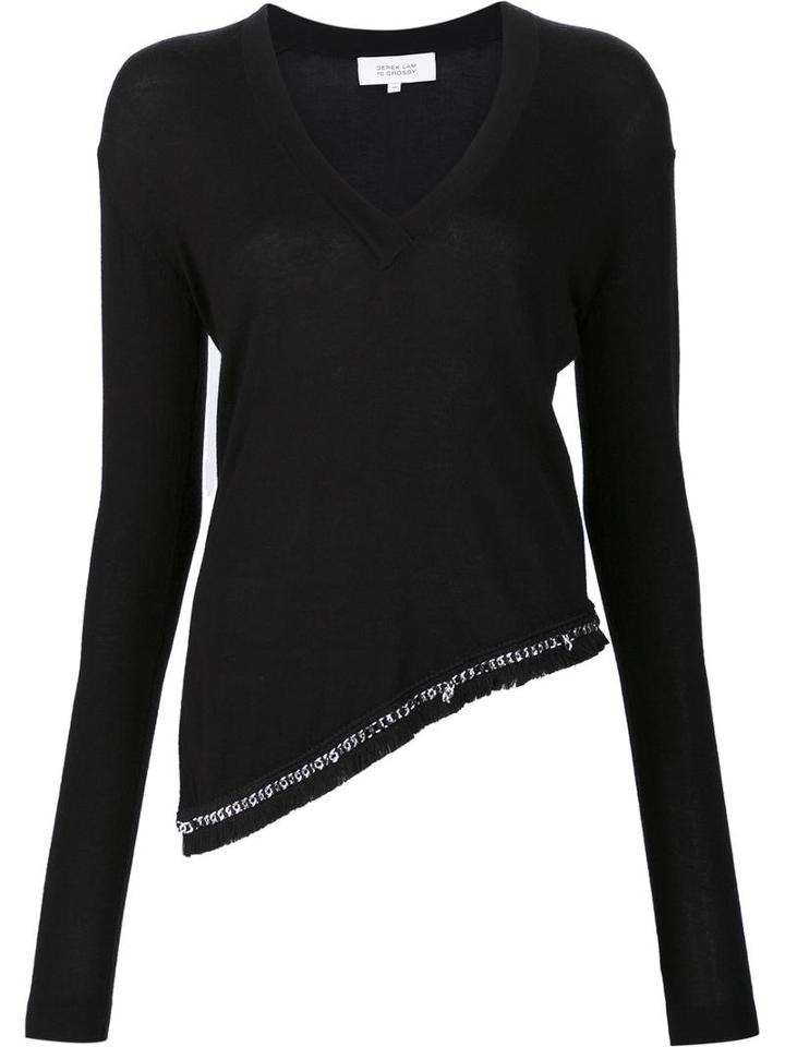 Derek Lam 10 Crosby V-neck Longsleeved Blouse, Women's, Size: Large, Black, Silk/cashmere
