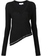 Derek Lam 10 Crosby V-neck Longsleeved Blouse, Women's, Size: Large, Black, Silk/cashmere