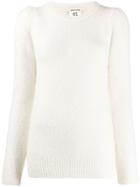 Semicouture Ribbed Crewneck Knitter Jumper - White